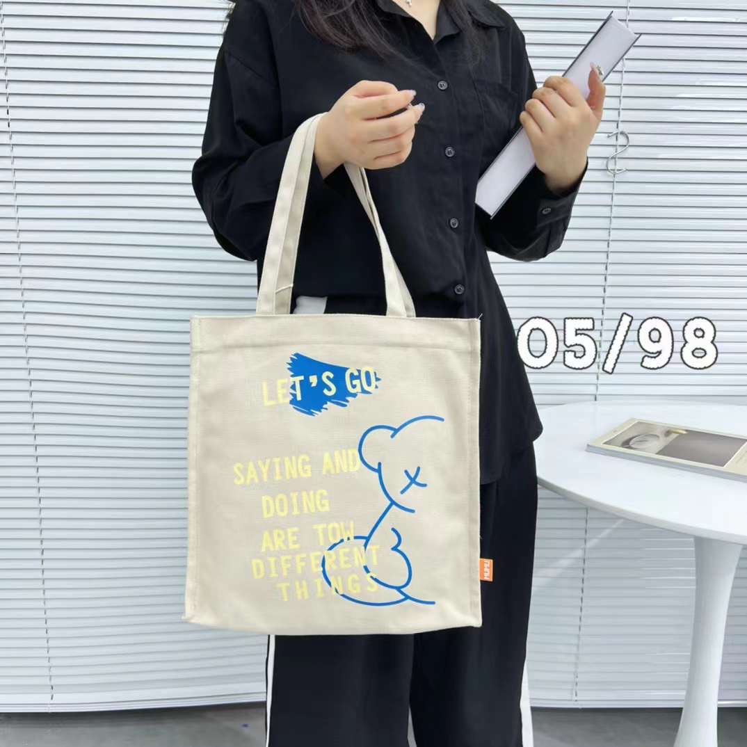 Túi tote vải canvas cao cấp nữ size lớn form vuông túi vải dày không nhăn có khóa kéo D1227