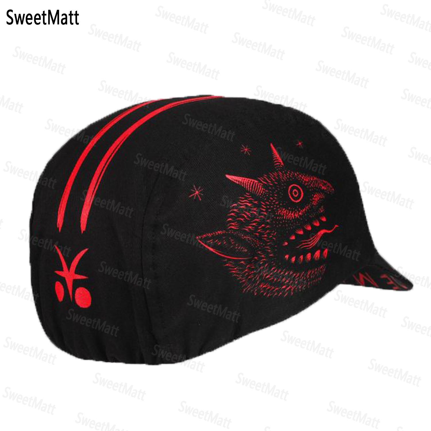 Sweetmatt cổ điển Demon Red Red Polyester Cycling Caps Summer Quick Dry Road Bike Sports Balaclava nam và nữ trang phục Color: 01Thick