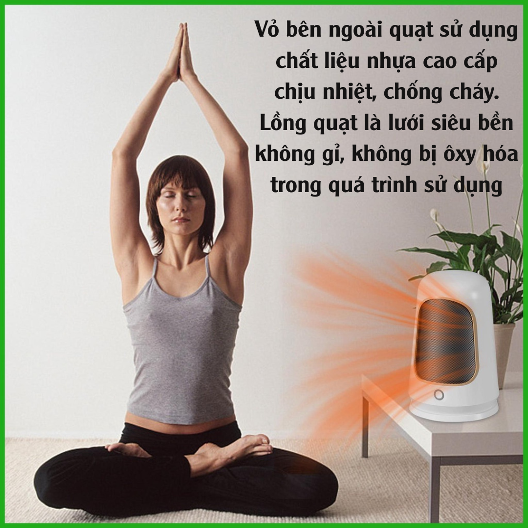 Quạt sưởi ấm mùa đông, máy sưởi ấm phòng ngủ, Quạt sưởi gốm mini cho bé để bàn công suất 1800w không đốt oxi, không phát sáng, làm nóng nhanh, tự ngắt an toàn