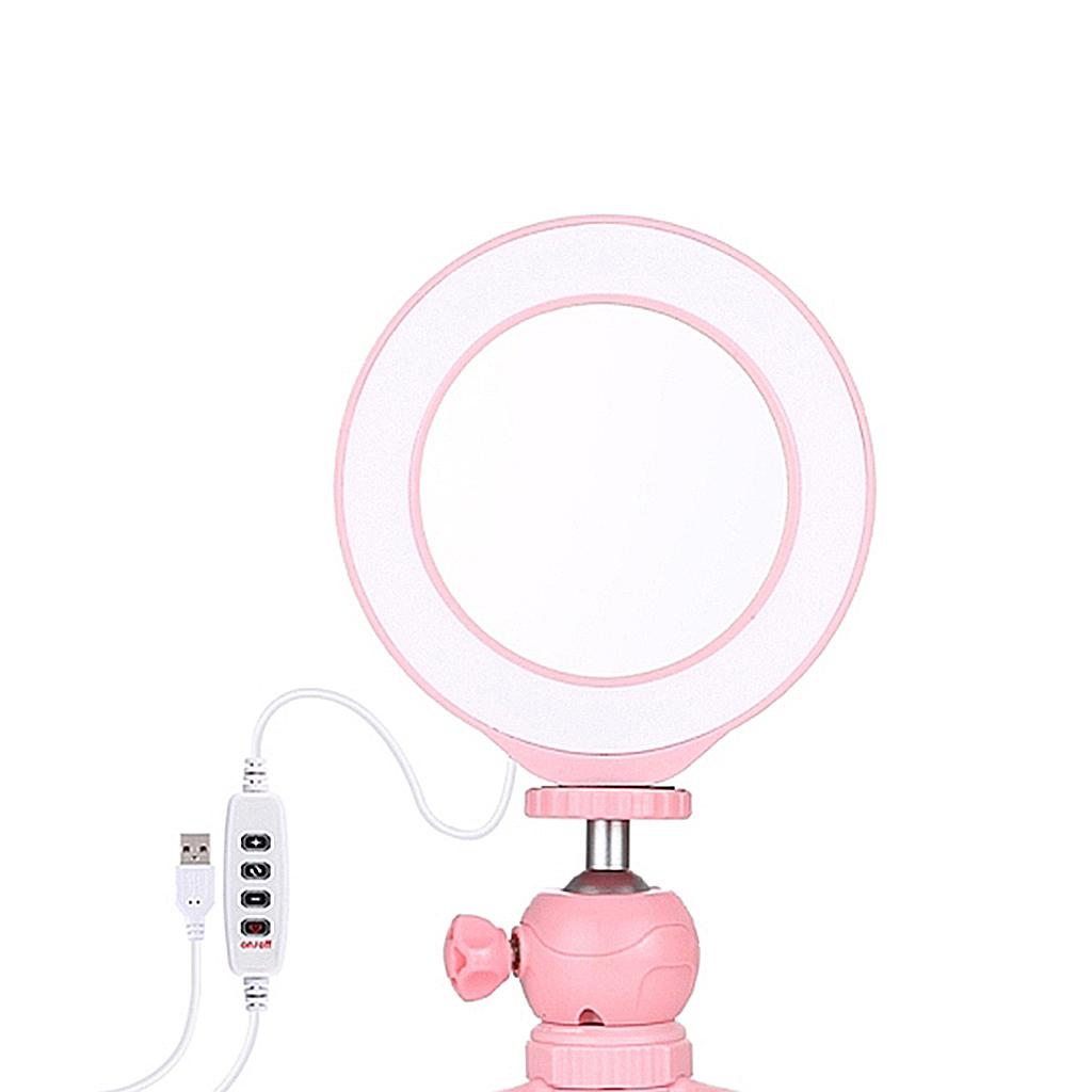 4.7"/6.2"/10.2" USB 3 Modes Dimmable Selfie Ring Light + Tripod Stand 3.14"-5.7" Makeup