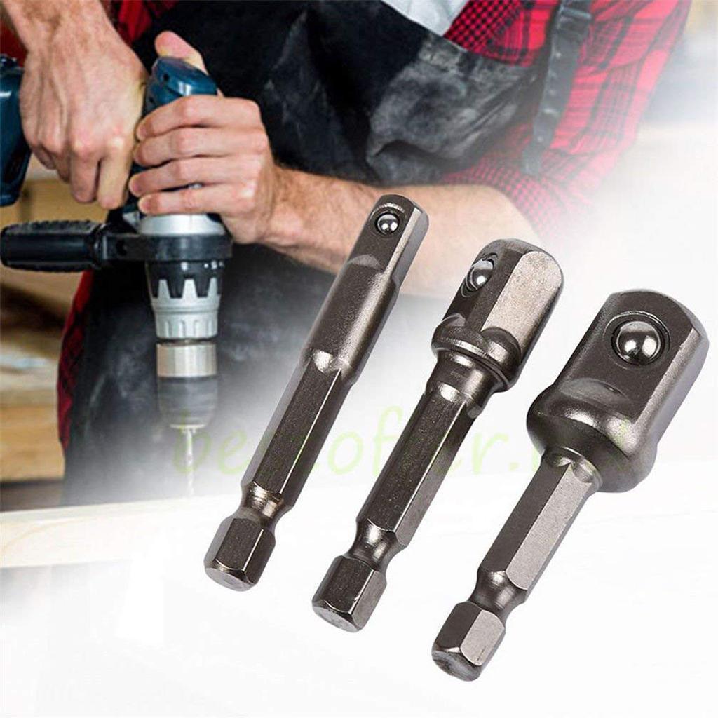 3x 1/2" 3/8" 1/4" Socket Bit Adapter Hex Bits Sleeve Conversion Extension Bar