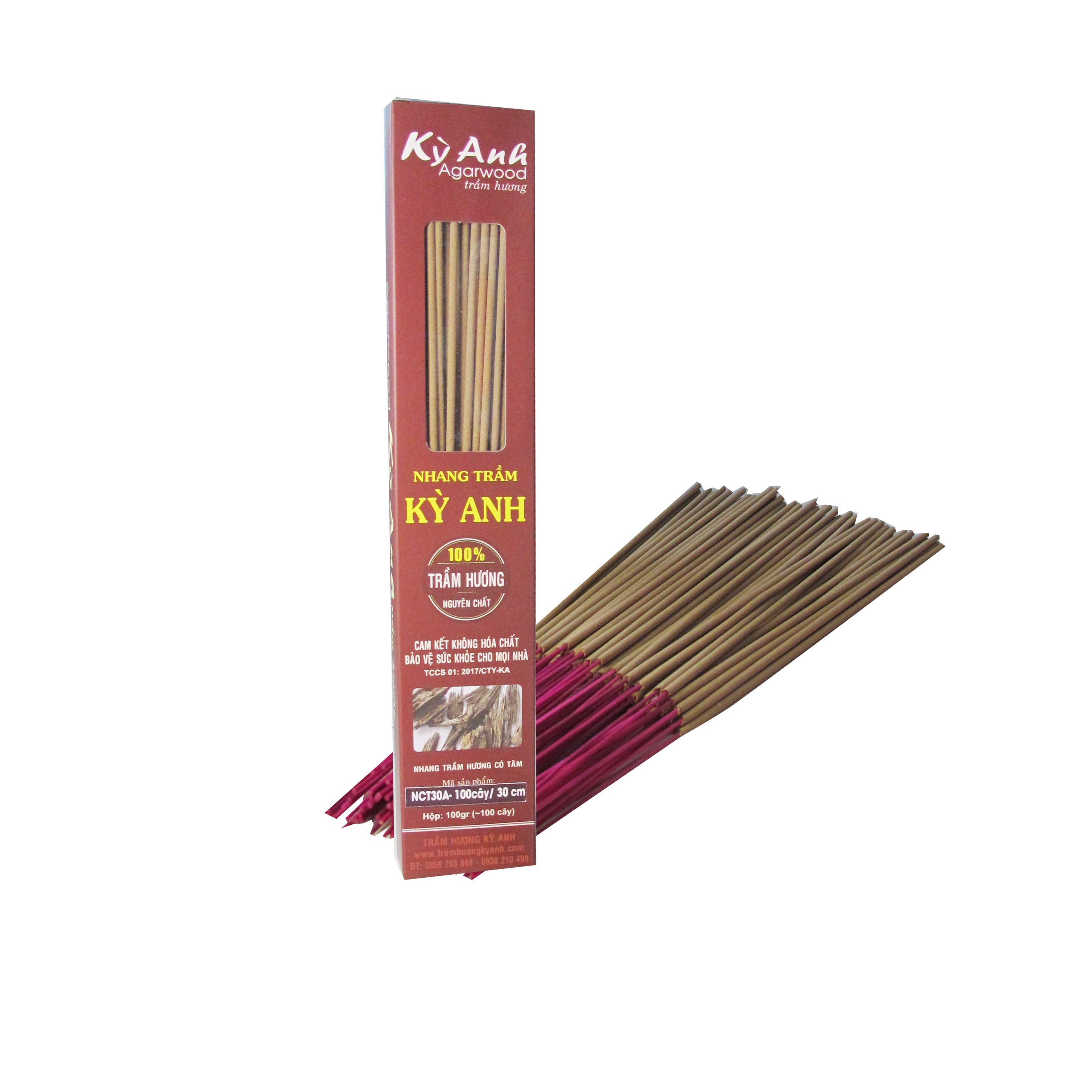 Nhang Trầm Hương Kỳ Anh Hộp 100 cây Dài 30cm NCT30A-100c