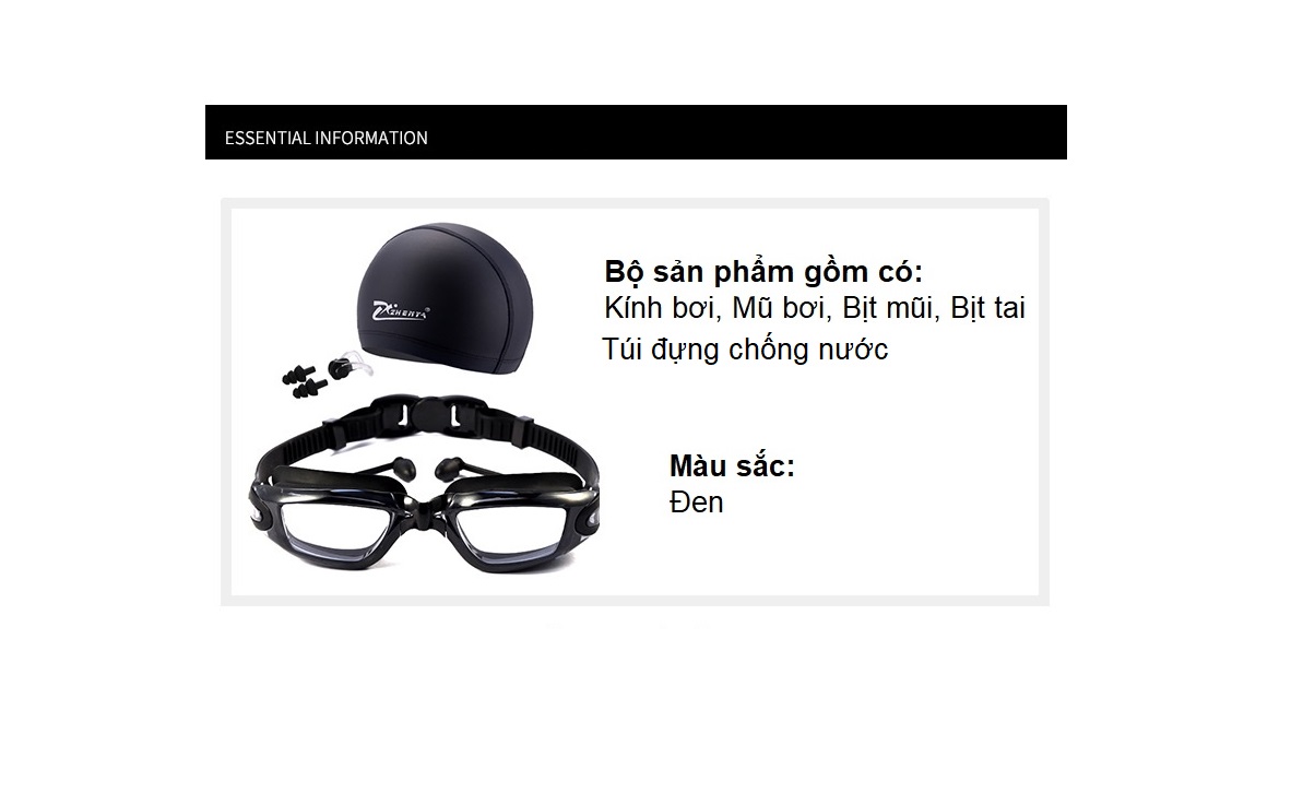 Bộ Kính Bơi Nam Người Lớn Chuyên Nghiệp. Tráng Gương Chống Tia UV, Chống Mờ Chống Nước. Tặng kèm Mũ (Nón) Bơi, Nút Bịt Tai, Kẹp Mũi Silicon. Có Hộp Đựng, Túi Đựng Tiện Dụng.