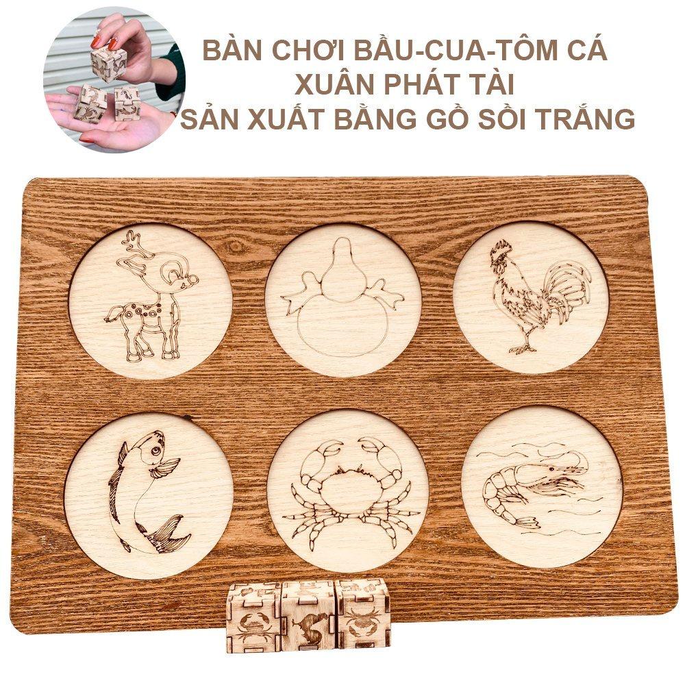 Lắc Bầu Cua Tôm Cá Gỗ Siêu Bền- Board Game Gia Đình Vui Nhộn