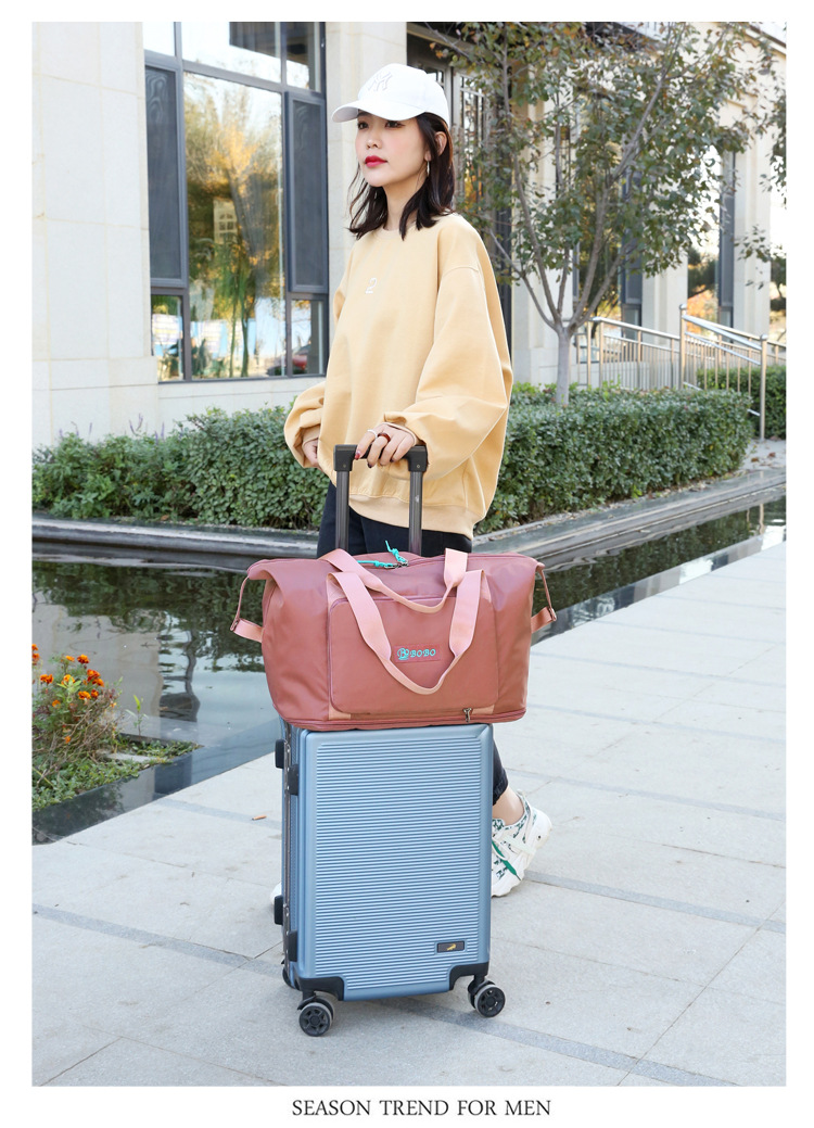 Túi du lịch gắn vali kéo gấp gọn cầm tay vải cao cấp chống nước size lớn nhiều ngăn tiện lợi 2073