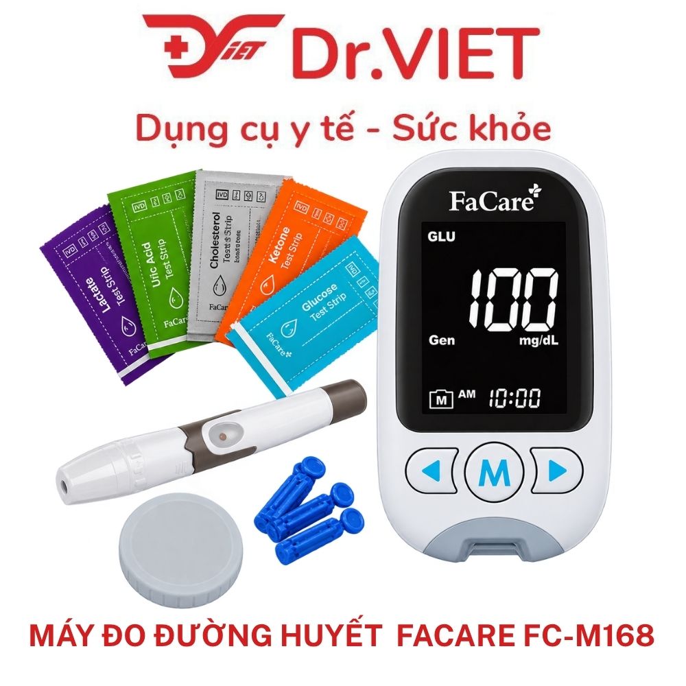 Máy đo đường huyết đa chức năng FaCare FC-M168, đo 5 chỉ số sức khỏe, kết nối Bluetooth, nhỏ gọn
