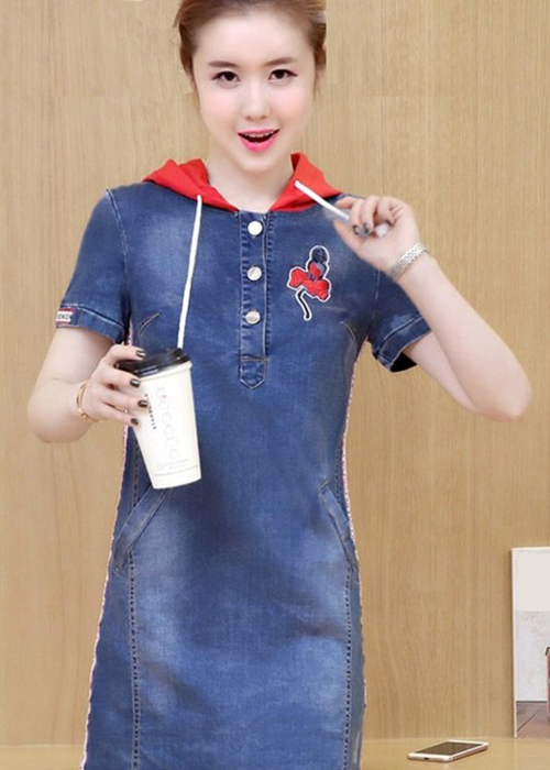 Đầm Jean Nữ Body Kèm Nón Thêu Hoa Cao Cấp