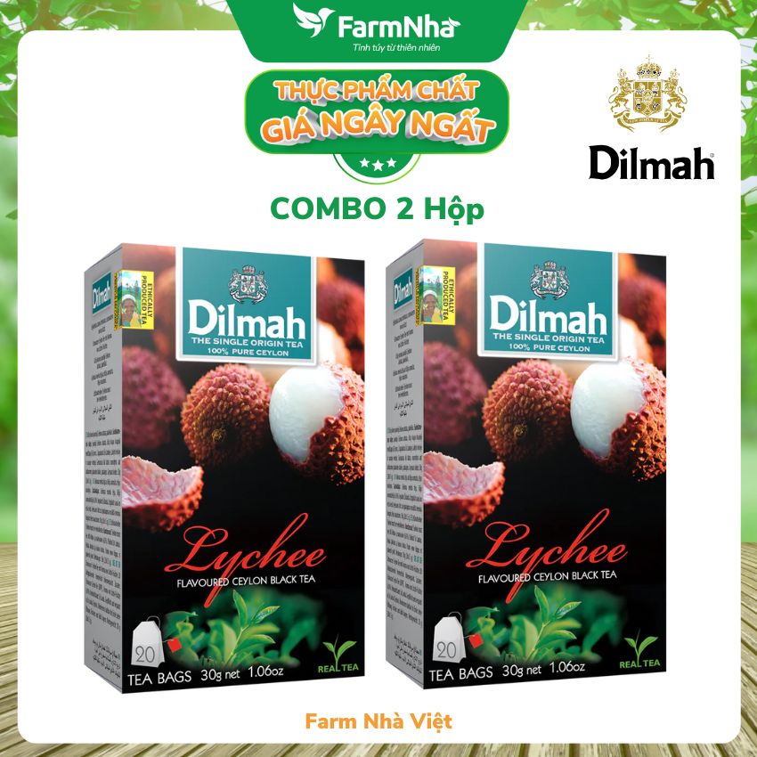 Trà Dilmah Lychee Hương Vải túi lọc 30g 20 túi x 1.5g - Tinh hoa trà Sri Lanka