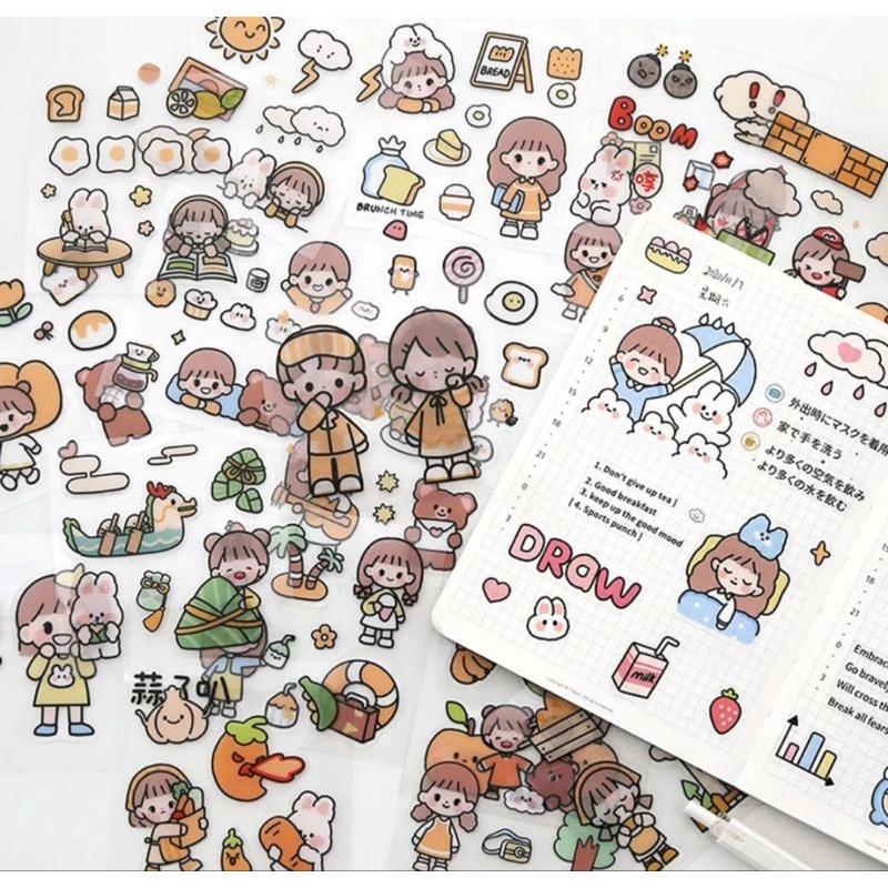 HÌNH DÁN - STICKER TRONG SUỐT CHO BÉ DÁN HÌNH HỘP 100 MIẾNG ĐỦ HÌNH ĐỦ MÀU HÌNH DÁN TRONG SUỐT CHỐNG NƯỚC