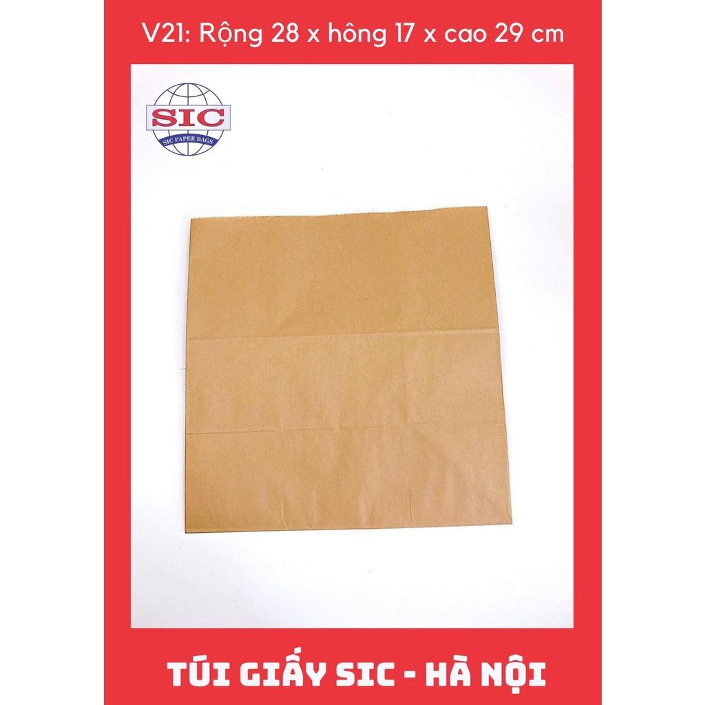 100 CHIẾC TÚI GIẤY KRAFT: V21: 28x17x29cm KHÔNG QUAI ĐỰNG ĐỒ ĂN, BÁNH, TRANG SỨC, CHÈ, CAFE
