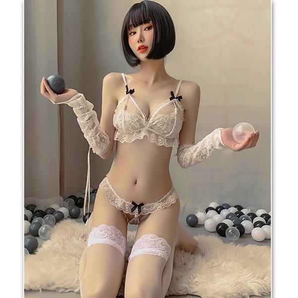 Đồ lót sexy cô dâu ren gợi cảm set nội y nữ phối hoa cosplay bad girl đen trắng dễ thương BIKI HOUSE T314 - Hỏa Tốc