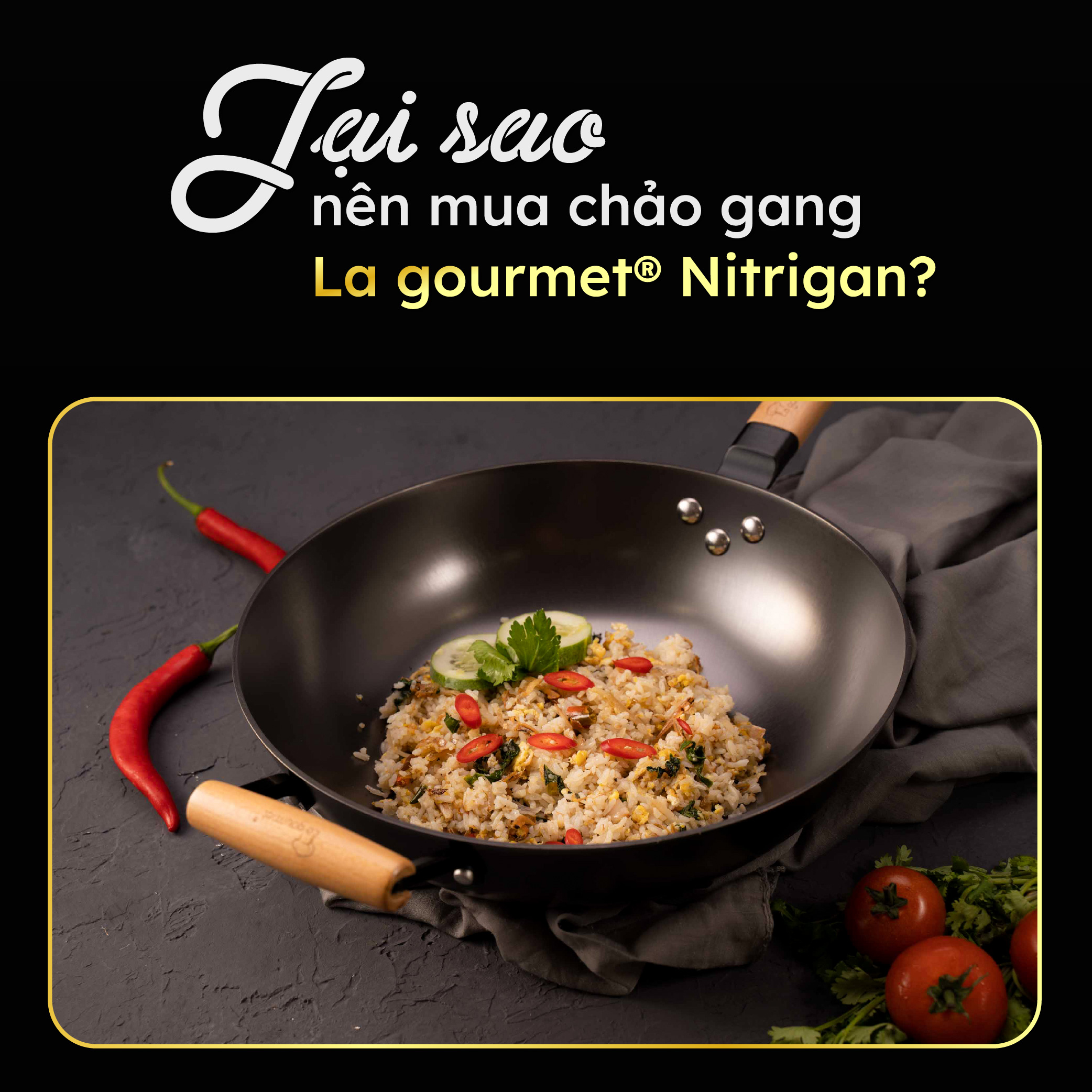 Chảo gang đúc công nghệ mới La gourmet Nitrigan™ 34cm lòng sâu 7L - 400543 (tốt cho sức khỏe, siêu bền)