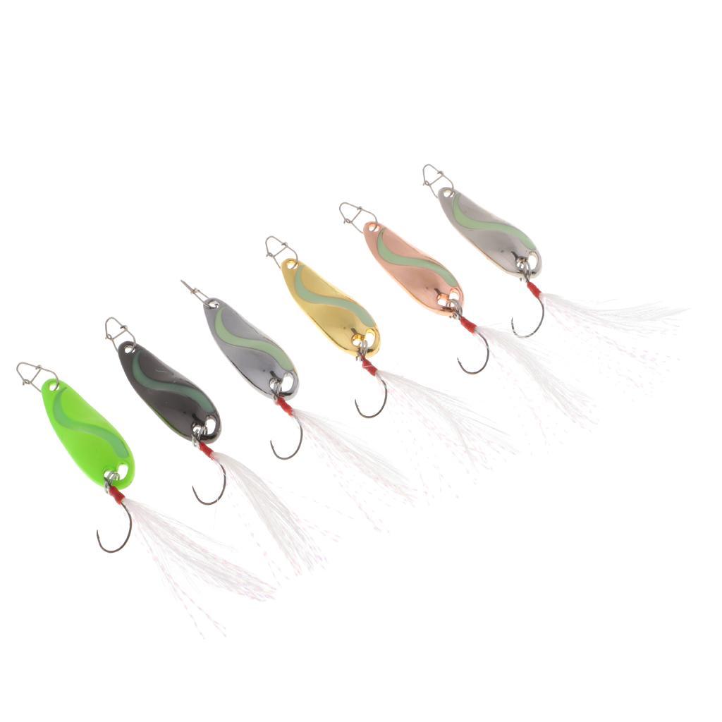 6 Pieces Metal Sequins Fishing Lures Artificial Hard Bait with Barbed Hook