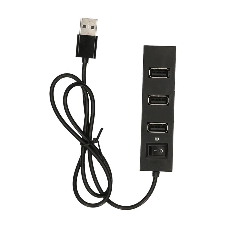 4-port USB2.0 Hub USB2.0 Converter Support USB Fan Mouse Keyboard Mobile Hard Disk U Disk USB Lamp for PC Laptop Black