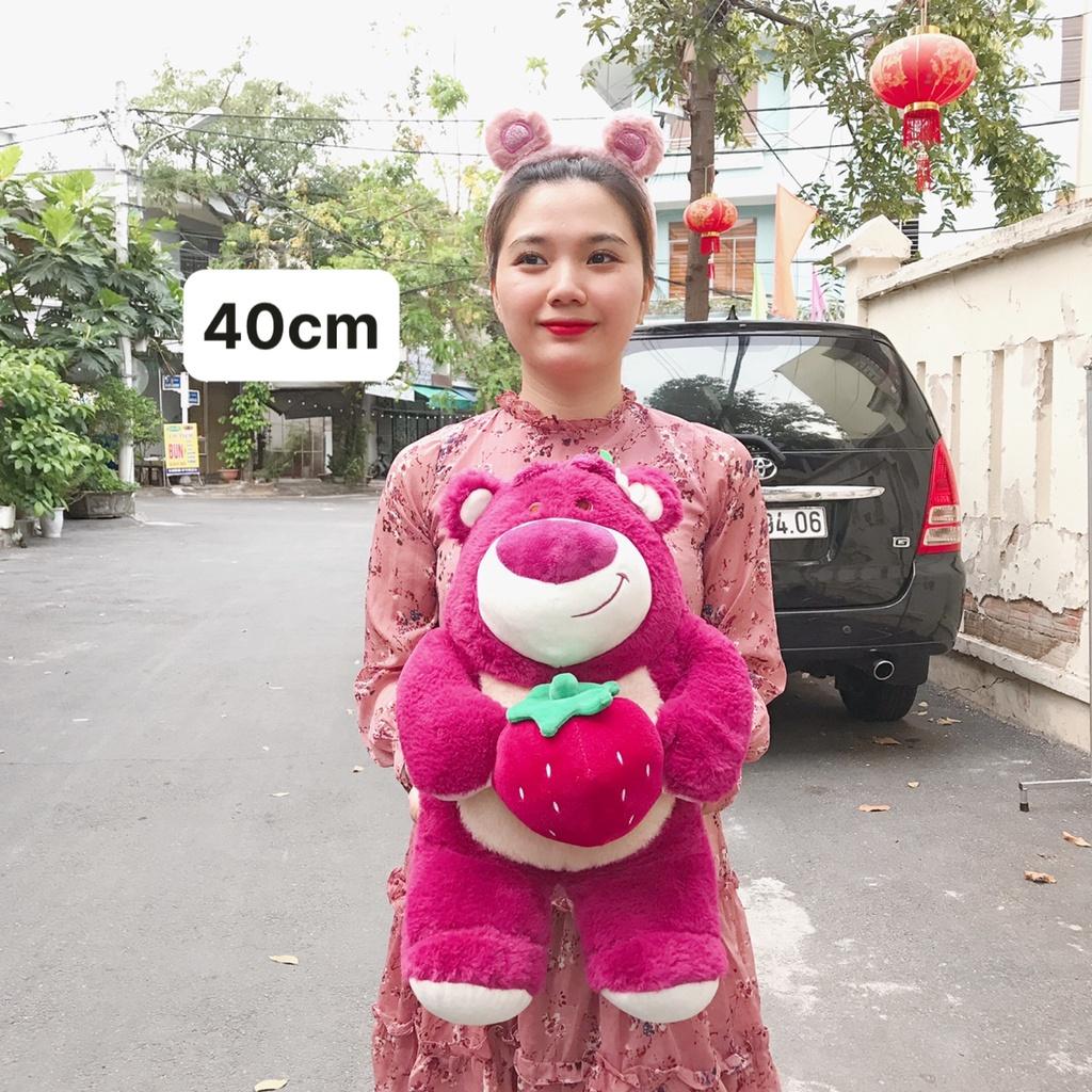 Gấu bông Lotso ôm Dâu cao cấp - đủ size - dành tặng bạn gái bé gái - QC