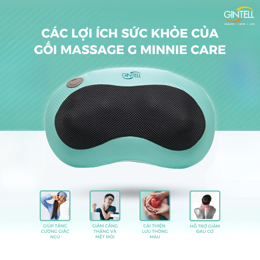 |GIÁ SỐC| Gối Massage nhiệt hồng ngoại  G-Minnie Care| Công nghệ massage Shiatsu 3D | 1 Năm Bảo Hành