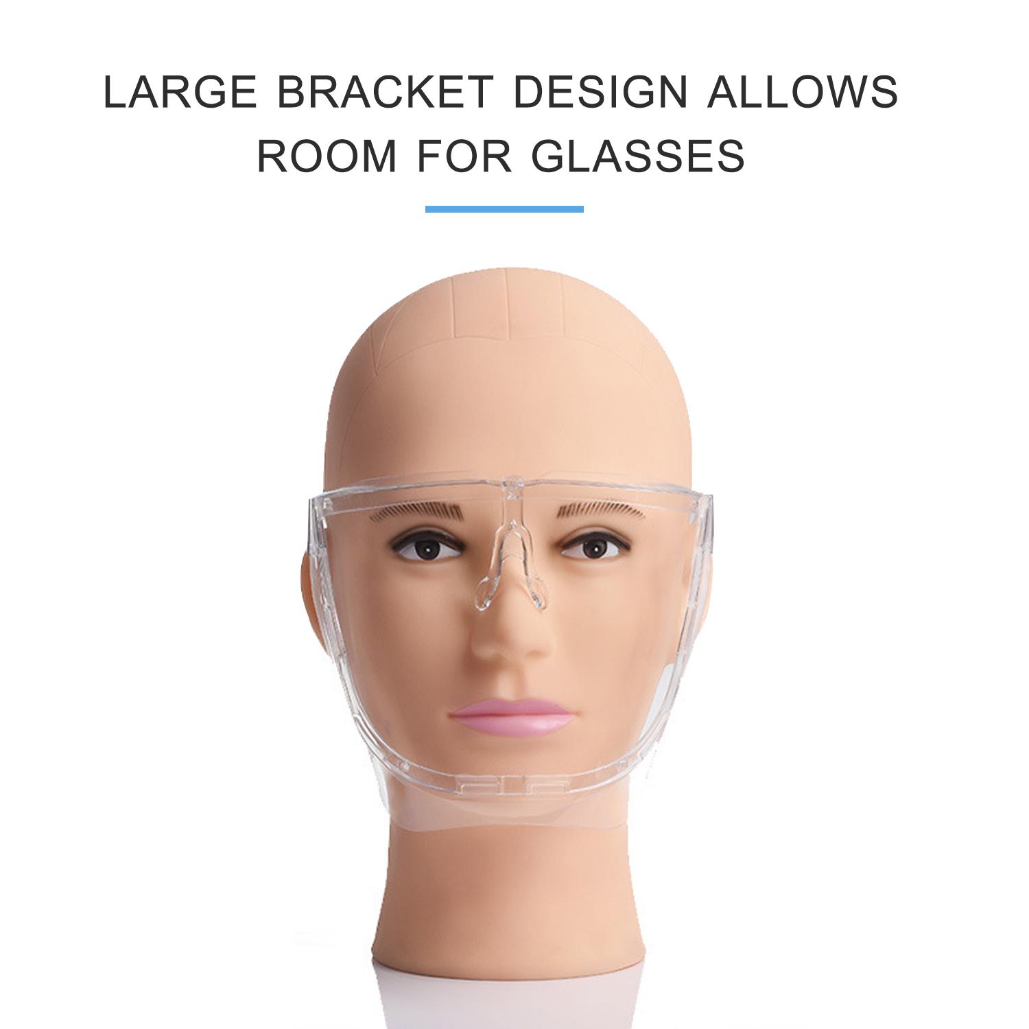 Safety Face Shield Full Face Mask Reusable Transparent Protective Wrap-Around Face Shield Protection against Splash