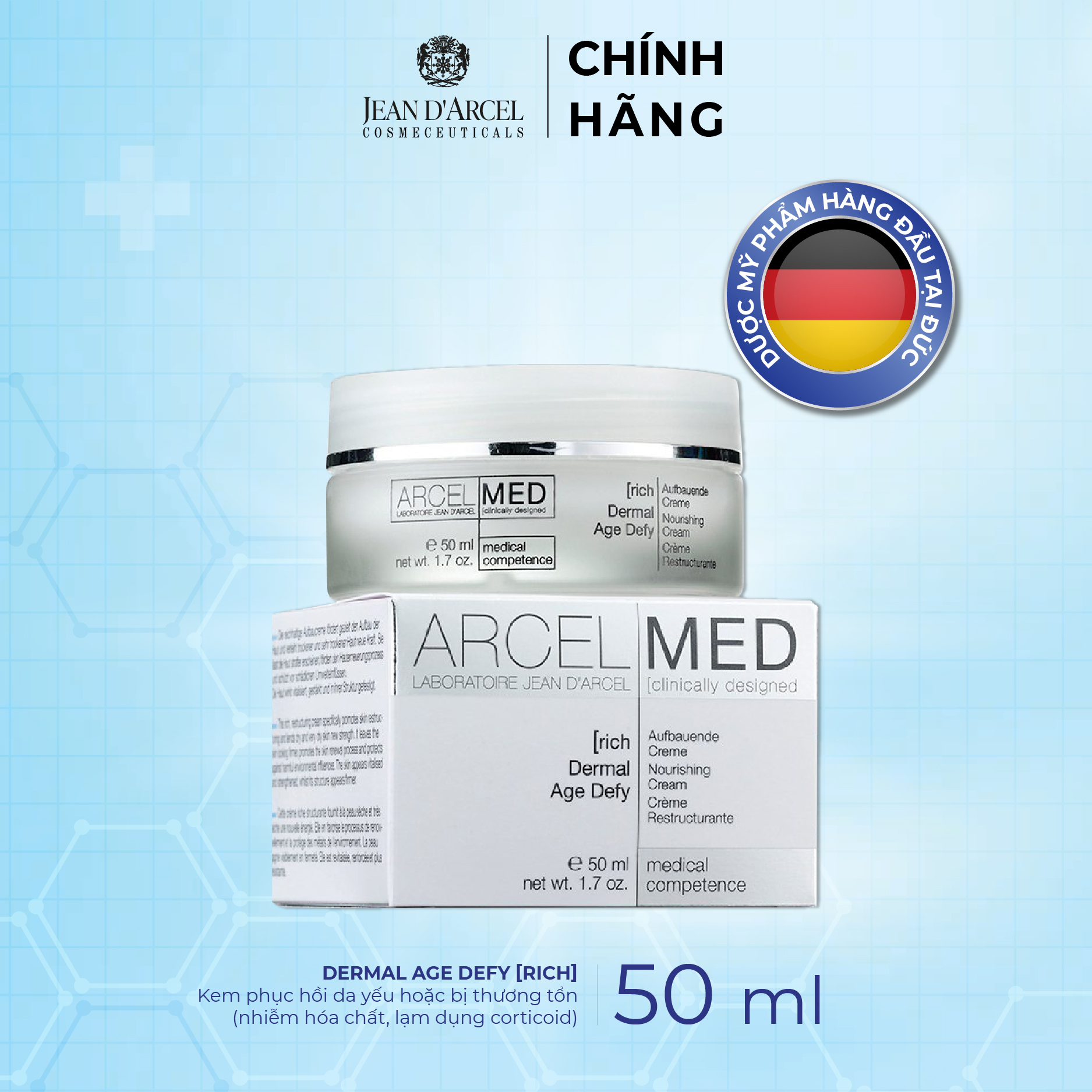 J64 Kem giúp phục hồi da yếu hoặc tổn thương Jean dArcel 50ml