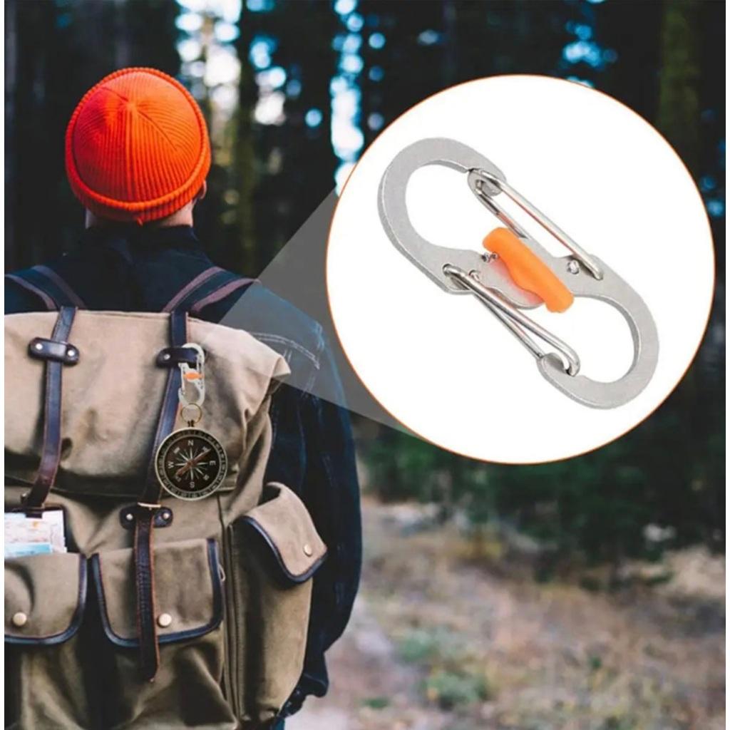 Khóa móc chống trộm hình số 8 nhỏ bằng thép cho ba lô_túi xách