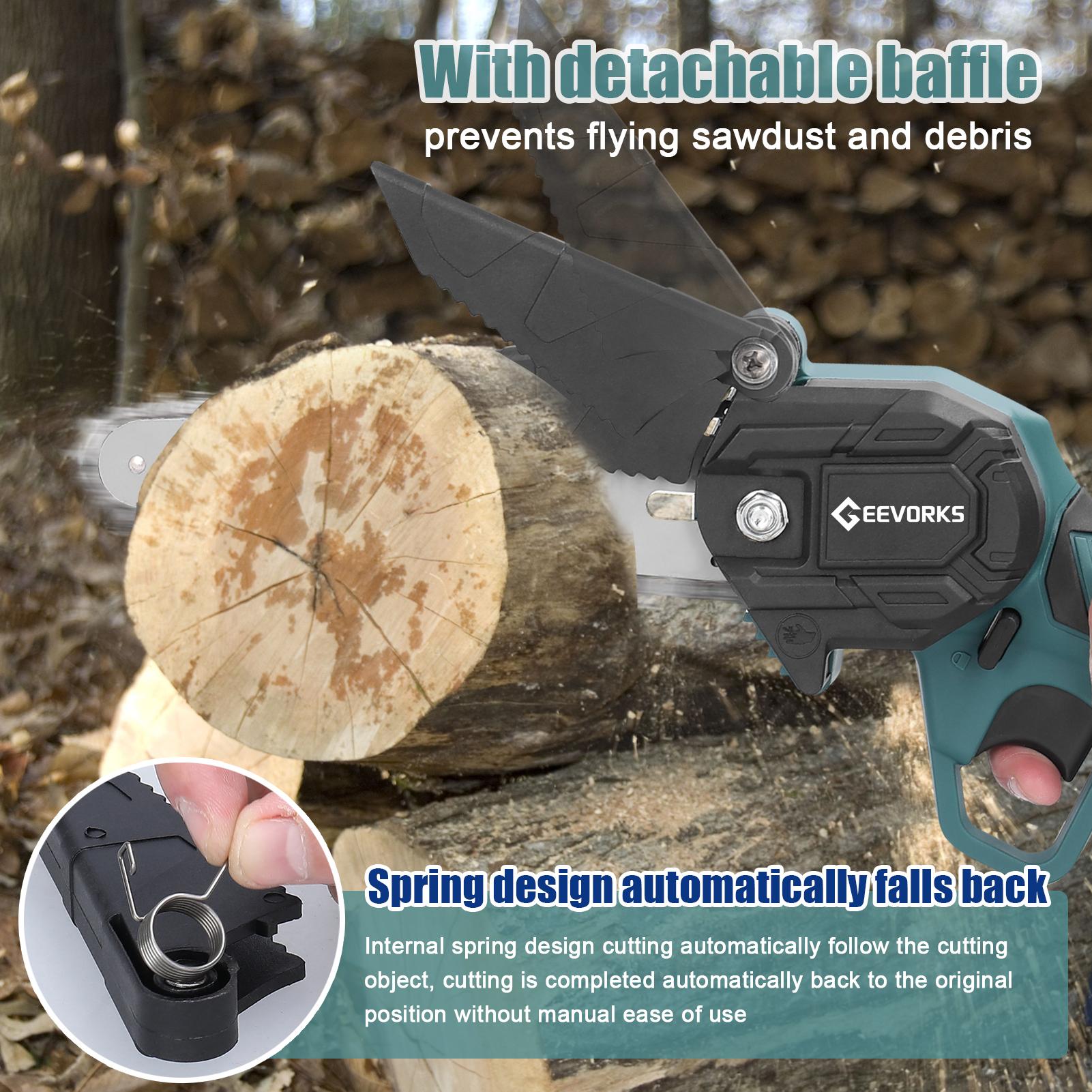 21V 6inch Portable Electric Pruning Saws Rechargeable Small Wood Spliting Chainsaw One-handed Woodworking Tool for Garden Orchard Branch Clip