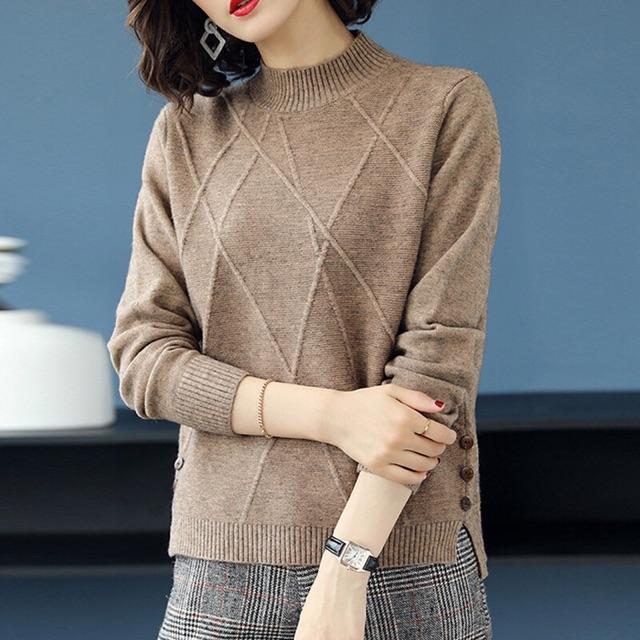 MS085 Áo len cao cổ xẻ tà siêu mềm