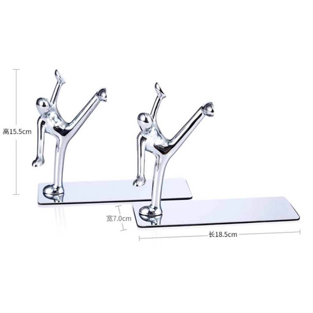 Pair Non-skid Man Bookends Book Holder Stands for Home Office School Decoration