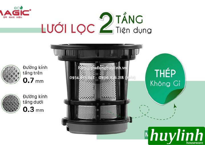 Máy ép trái cây tốc độ chậm Magic ECO AC131 - Sản xuất tại Thái Lan - Hàng chính hãng