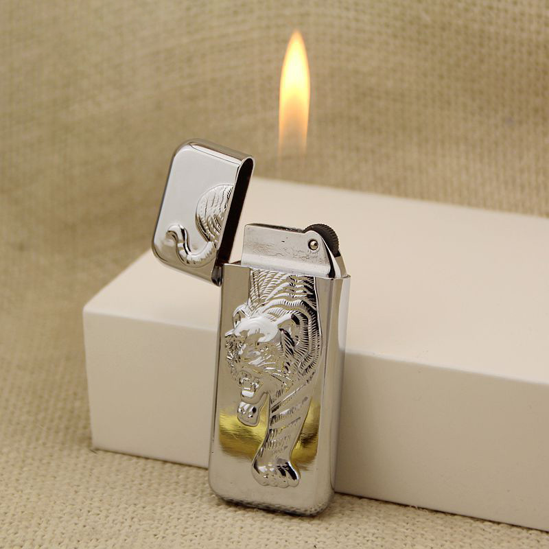 Bật Lửa Gas Đá Hình Con Cọp Kim Loại – Xài Gas