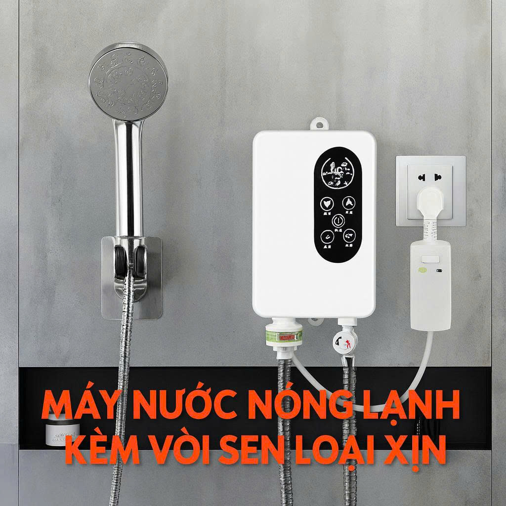 Bộ Máy Nước Nóng Trực Tiếp Kèm Vòi Sen LCD Cao Cấp, Chống Giật ELCB Loại Xin Phong Cách Châu Âu