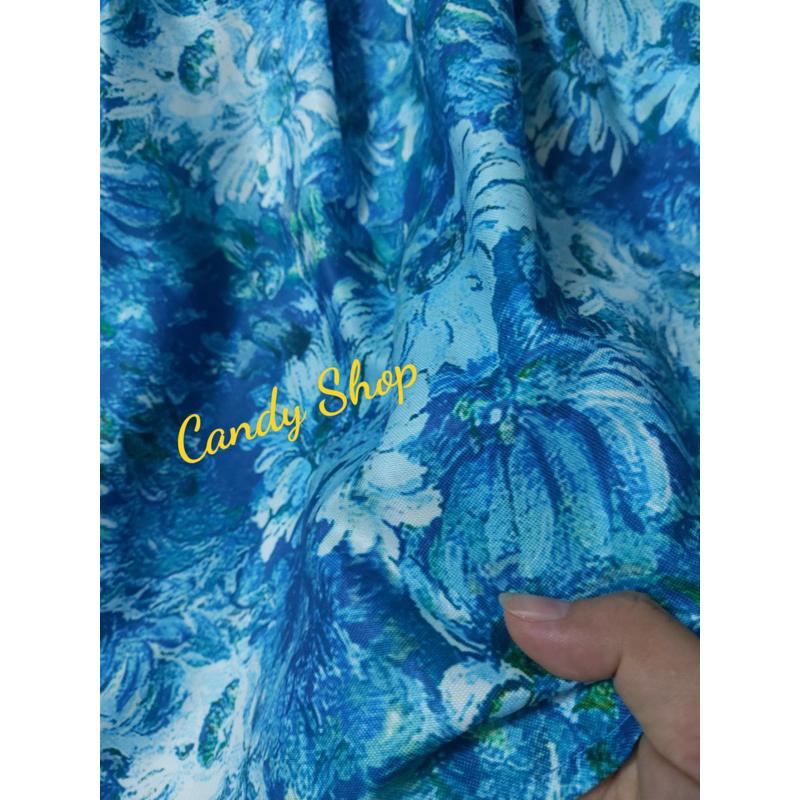 Đầm xoè hoa tay phồng kèm nơ vai duyên dáng