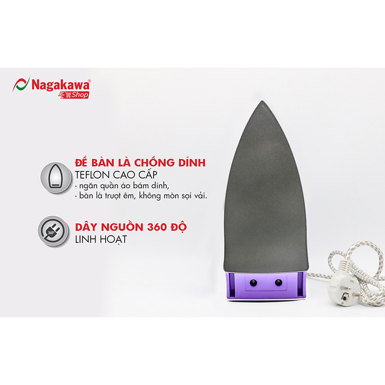 Bàn Ủi Khô Nagakawa NAG1502 - Tím - Hàng Chính Hãng