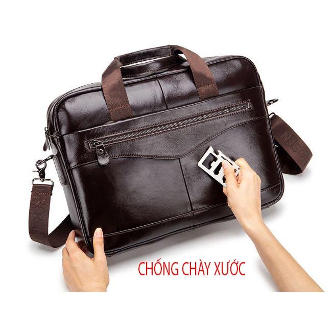 Túi laptop công sở Da Bò Thật Cặp laptop 15,6 inch đi làm Túi quai xách laptop Tuxa