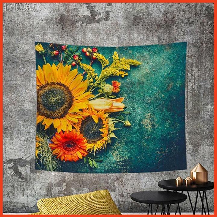 Thảm treo tường hình hoa hướng dương xinh xắn decor phòng phong cách vintage