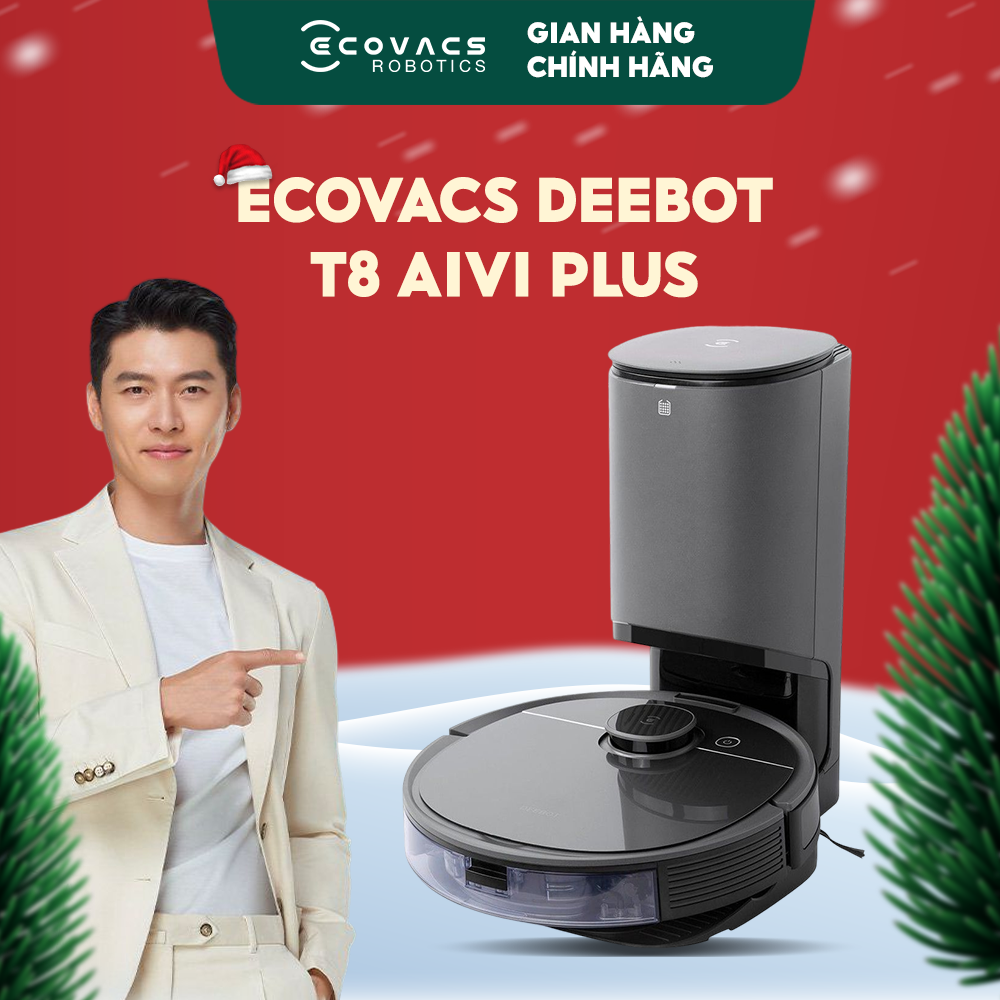 Robot Hút Bụi Lau Nhà Ecovacs Deebot T9 AIVI Plus, Phiên Bản Nội Địa, Chổi Aero Force xoắn kép, Xả Rác Tự Động, Lực Hút 3000Pa