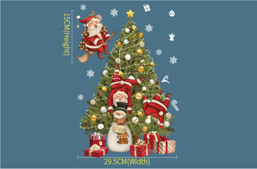 Decal trang trí Noel - Ông già Noel trên cây thông