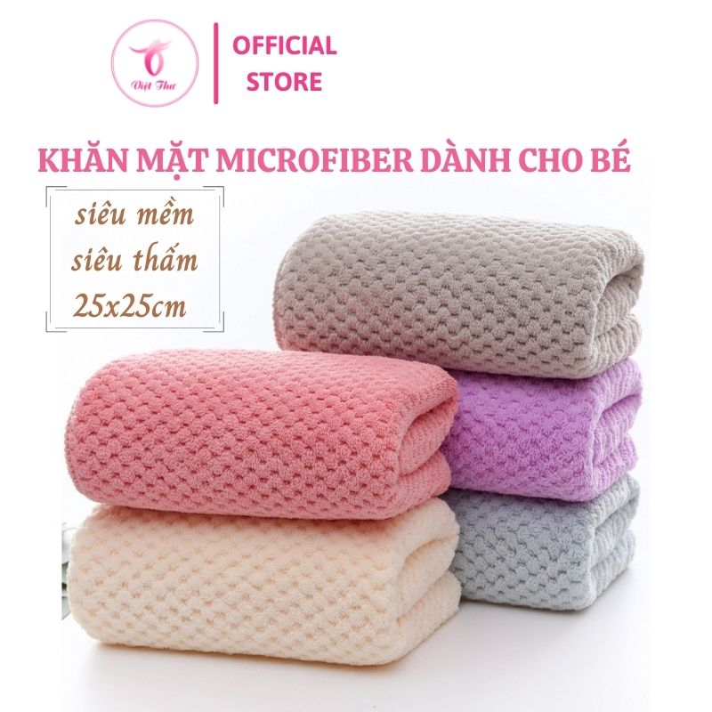 Khăn mặt cao cấp Việt Thư, khăn mặt sợi microfiber ngoại nhập siêu mềm, siêu thấm - Hàng Chính Hãng