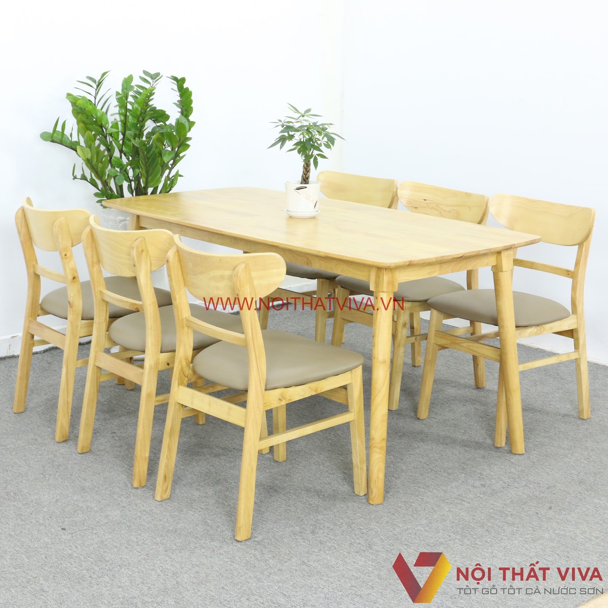Bộ Bàn Ăn Mango 6 Ghế Gỗ Cao Su Tự Nhiên Gọn Đẹp Giá Rẻ