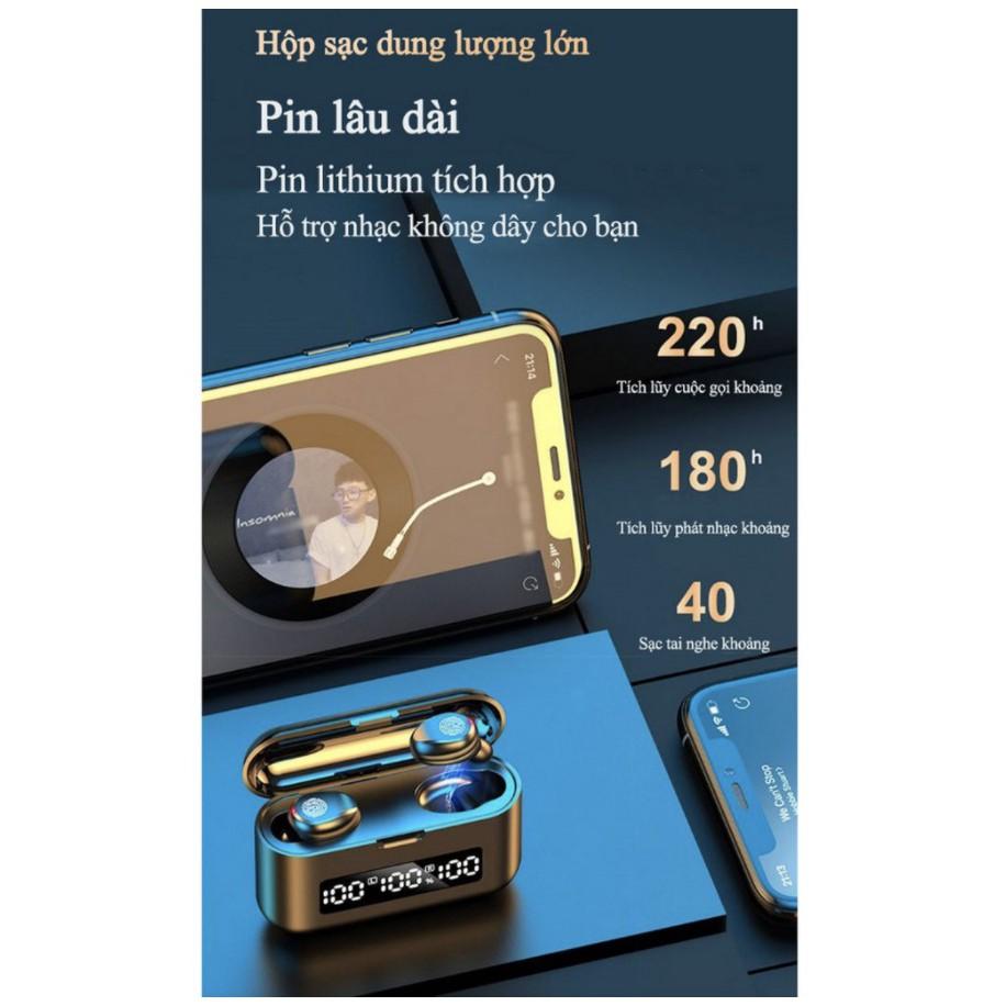 Tai nghe bluetooth không dây nhét tai hộp đựng tự động nạp sạc pin Graphene 9D giảm ồn, tích hợp sạc dự phòng