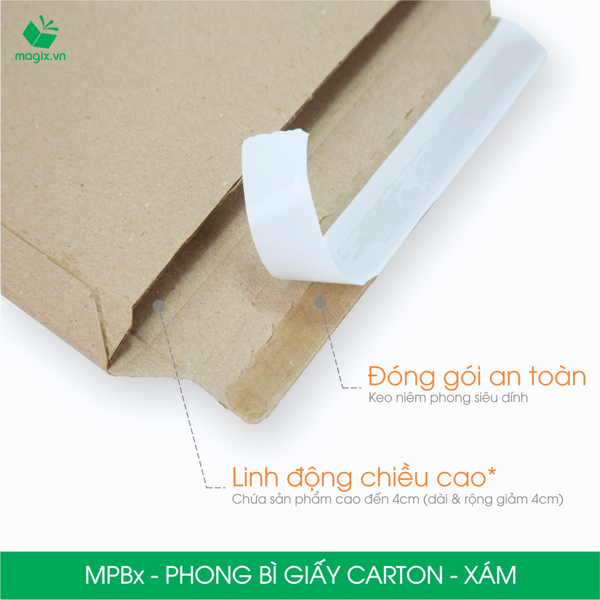 COMBO 20 PHONG BÌ GIẤY CARTON MÀU XÁM - NHIỀU KÍCH THƯỚC