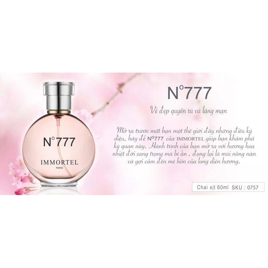 Nước Hoa nữ IMMORTEL PARIS No777 dung Tích 60ml Eau De Parfum - Với hương thơm nồng nàn và gợi cảm , bí ẩn đầy quyến rũ