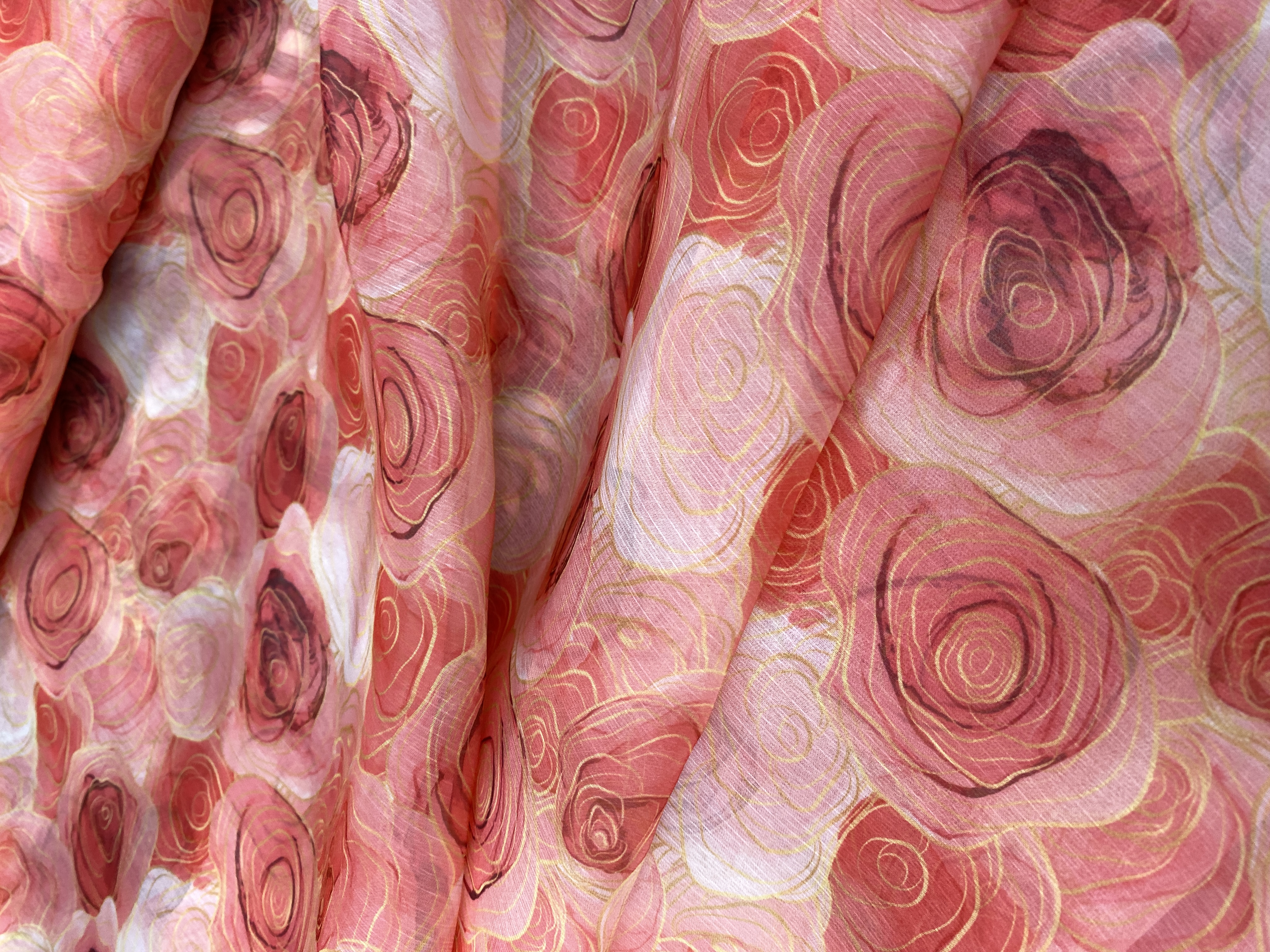Vải tơ xước oganza hoa hồng may áo dài đầm áo kiểu V1927