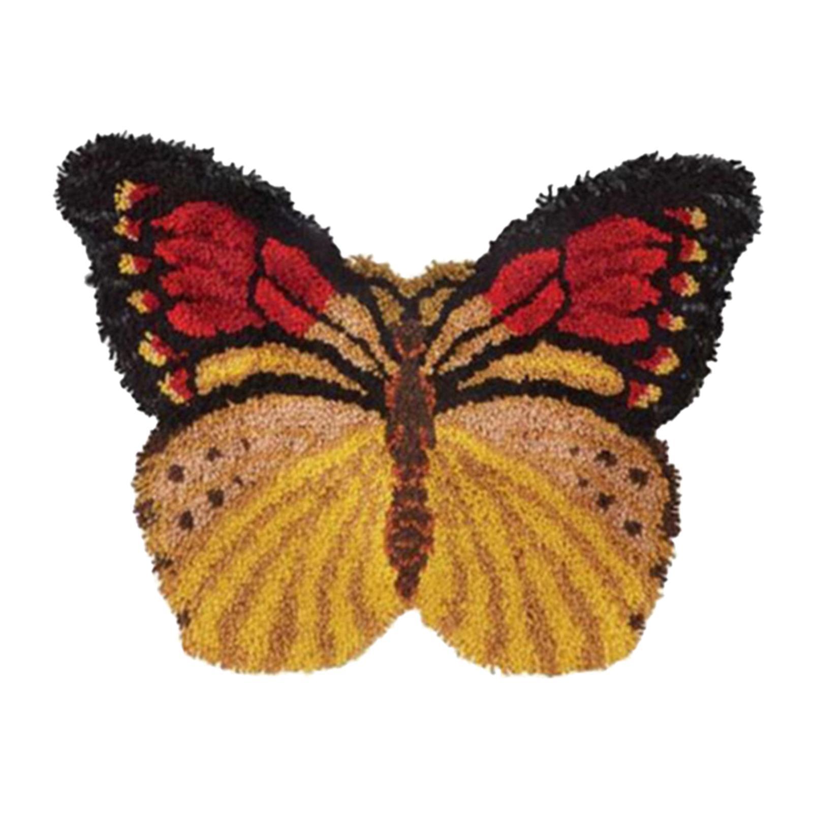 Handmade Latch Hook Rug Kit Butterfly Shaped Carpet Crochet Yarn Kit Latch Hooking Rug Kits Home Decor Festival Gift