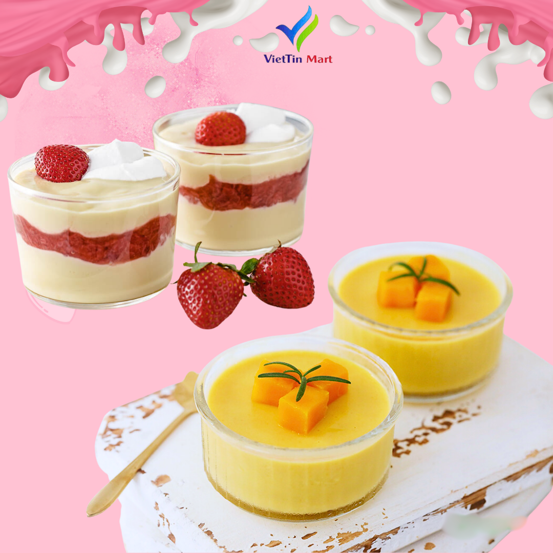 Set Làm Pudding Trứng, Dâu, Socola, Môn, Matcha VietTin Mart