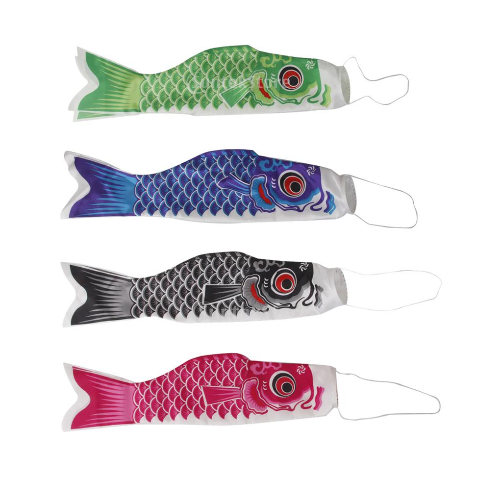 4pcs Japanese Koinobori Carp Flag Fish Hanging Decor Outdoor Wind