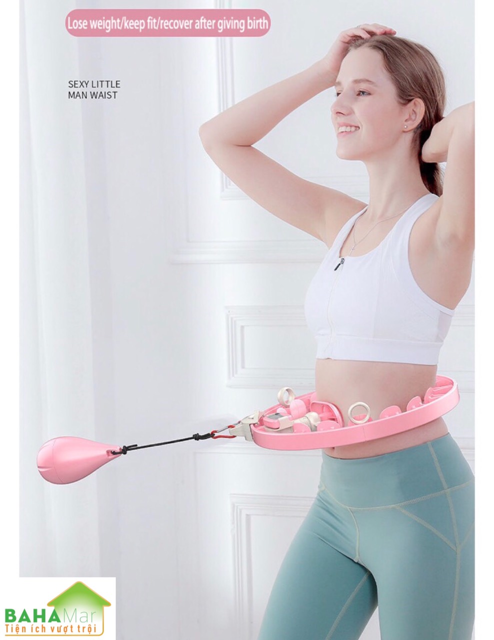 VÒNG HULA THÔNG MINH MASSAGE CƠ THỂ TẠO EO THON - DỤNG CỤ THỂ DỤC THỂ THAO &quot;BAHAMAR&quot; dễ sử dụng, tác động trực tiếp vùng eo để làm tan mỡ, có bộ đếm vòng quay thông minh