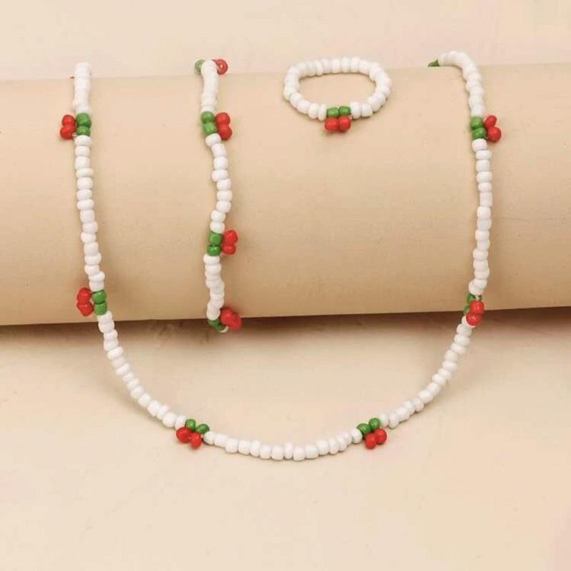 N89 Bộ nhiều mẫu dây chuyền handmade hạt Cườm trái cherry xinh xắn