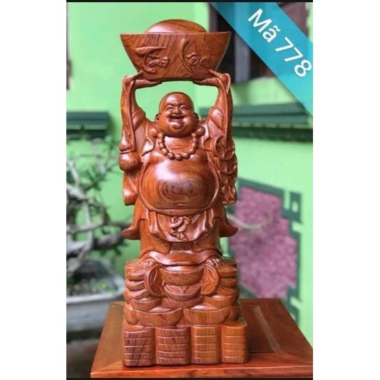 Di lặc dâng bát vàng gỗ hương 20CM