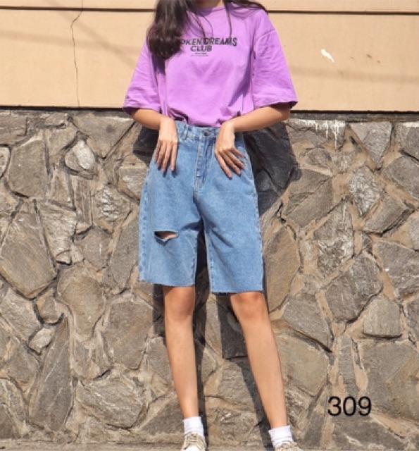 Quần ngố Jeans rách cá tính