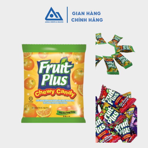 Kẹo mềm dẻo ăn vặt hương trái cây nho, cam, dâu Fruit Plus hộp 150g An Gia Sweets &amp; Snacks