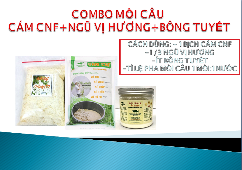 Combo mồi câu cá CNF, bột câu cá ngũ vị hương ,bông tuyết 250g, mồi câu chung nguyễn fishing